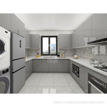 Luxury Solid Grey Wood Kitchen Cabinet With Pantry
